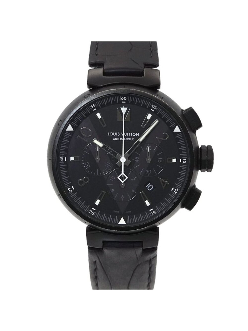 Louis Vuitton Tambour All Black Chronograph Watch Date Automatic
